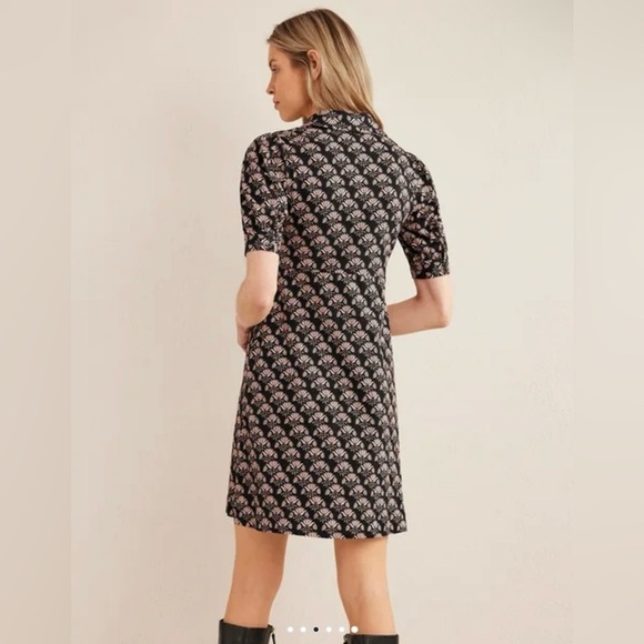 Boden Button Jersey Mini Tea Dress in Black Passion Stamp Size 4R - Picture 5 of 16